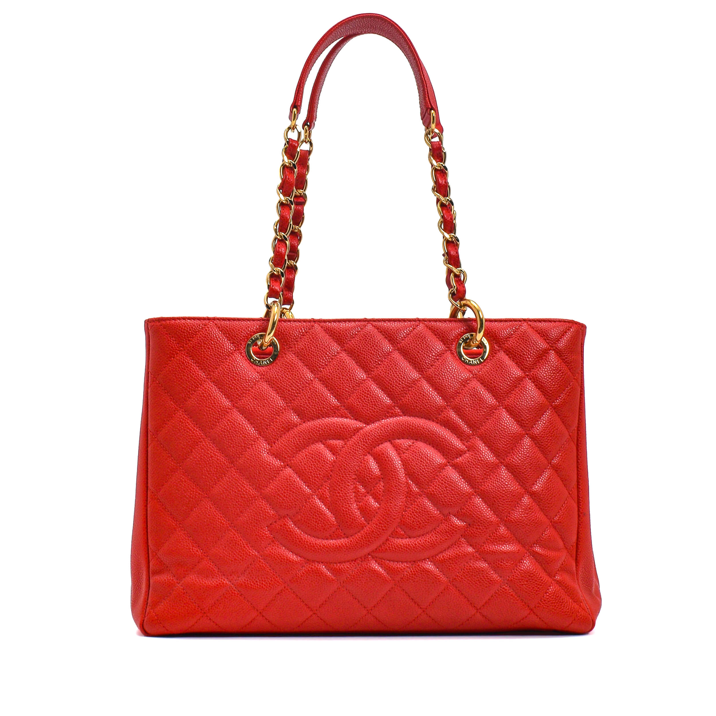 Chanel - Red Quilted Covier Leather Medium Shopping Shoulder Bag